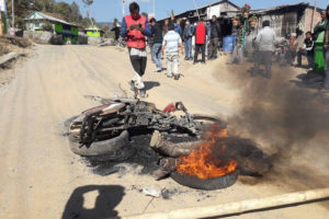 धनकुटामा मोटरसाईकलमा आगजनी