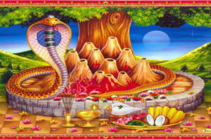 आज घरका ढोकामा नागको चित्र टाँसी नागपञ्चमी पर्व मनाईदै