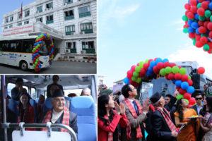 प्रधानमन्त्रीले गरे ‘विद्युतीय बस’काे उद्घाटन