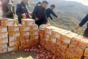 मेल्लेखमा ६७ पेटी मदिरा नष्ट