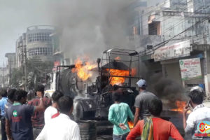 बिराटनगरमा ट्रकमा लाग्यो आगो