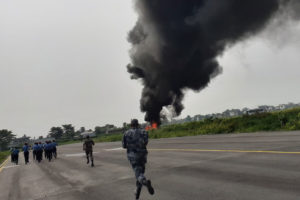 बिराटनगरमा हवाई दुर्घटनाको पूर्व अभ्यास : एयरपोर्ट भित्र जहाजमा आगो दन्किदा त्रास