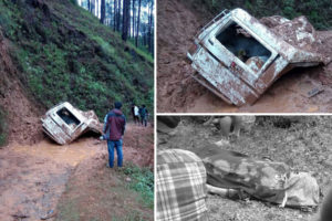 गुडिरहेको जीपमाथि पहिरो खस्दा दुई जनाको मृत्यु, चार घाईते