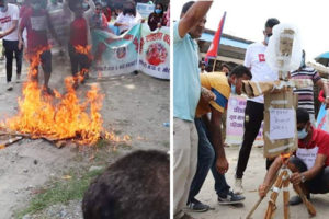 उर्लाबारीमा मुख्यमन्त्री राईको पुत्ला दहन, अस्पतालको नाममा राजनीति गरेको भन्दै प्रदर्शन