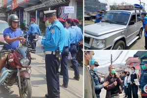 प्रदेश १ मा ट्राफिकले थाल्यो ‘मास्क खोई’ अभियान