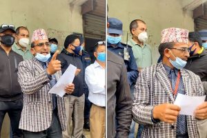 पाख्रीबास ४ का वडाध्यक्ष निरौलाले प्रहरीसमक्ष दिए गिरफ्तारी, रिहाइको माग गर्दै प्रदर्शन