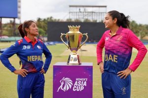 एसिया कपको उद्घाटन खेलमा युएईविरुद्ध खेल्दै नेपाल