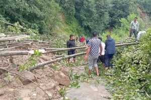 तेह्रथुममा पहिरोले विद्यालय भवन क्षतिग्रस्त, बिजुली अवरुद्ध