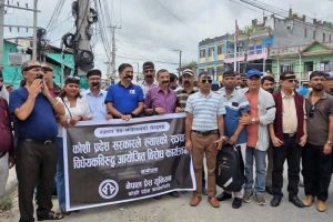 प्रदेश सरकारले ल्याएको सञ्चार विधेयकविरुद्ध कोशीका पत्रकारको सांकेतिक विरोध