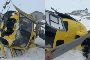 सोलुखुम्बुमा अवतरण गर्ने क्रममा चिप्लिएर हेलिकप्टर दुर्घटना