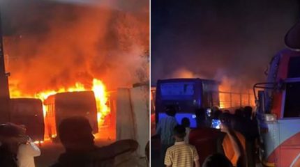 धरानमा पार्किङ गरेर राखिएका ६ वटा बसमा आगलागी