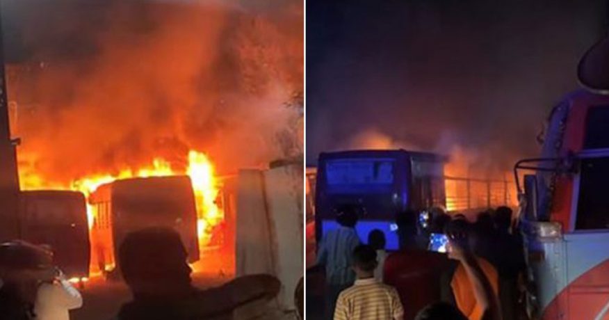 धरानमा पार्किङ गरेर राखिएका ६ वटा बसमा आगलागी