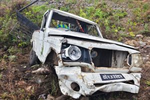 धनकुटाको सहिदभूमिमा पिकअप पल्टिँदा चार जना घाइते