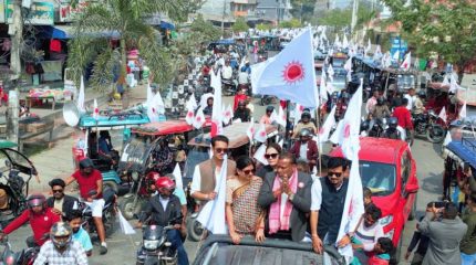 मोरङको रंगेलीमा एमाले उम्मेदवार मनोज अग्रवालको चुनावी र्याली