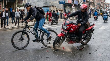 कानेपोखरीमा तीव्र गतिको मोटरसाइकलले ठक्कर दिँदा साइकल यात्रीको मृत्यु