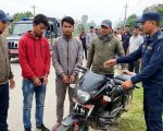 चोरीको मोटरसाइकलसहित बेलबारीबाट दुई युवक पक्राउ