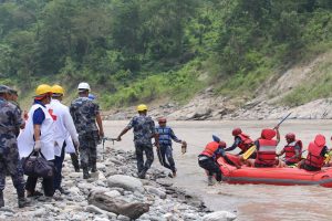 धनकुटाको तमोर नदीमा विपद् प्रतिकार्य सम्बन्धी संयुक्त नमुना अभ्यास