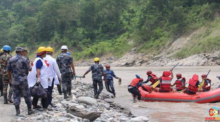 धनकुटाको तमोर नदीमा विपद् प्रतिकार्य सम्बन्धी संयुक्त नमुना अभ्यास