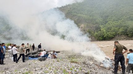 धनकुटामा जलाइयो एक हजार किलो गाँजा