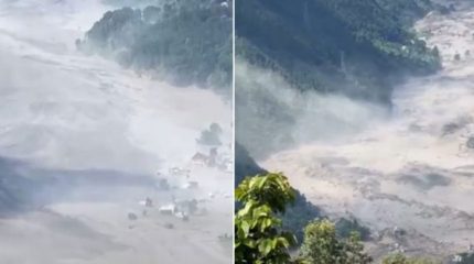 भोटेकोशीमा आएको भीषण बाढीले रसुवा बजार र भन्सार बगायो, ठूलो क्षतिको आशंका 