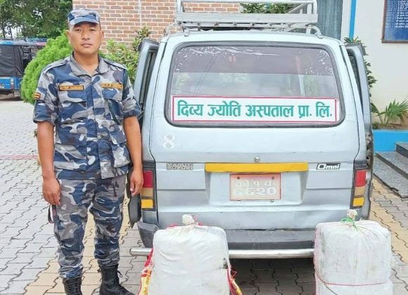 विराटनगरमा अस्पतालको भ्यानभित्र भेटियो ६० किलो गाँजा