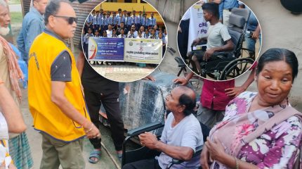 लायन्स क्लब अफ विराटनगर सोसियलद्वारा अशक्तलाई ह्विल चियर, विद्यार्थीलाई सचेतना