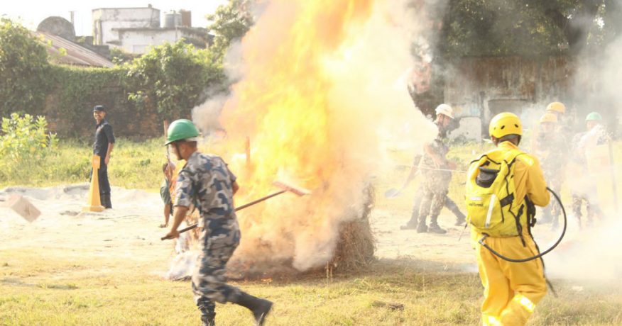 विराटनगरमा आगलागी विपद् प्रतिकार्यसम्बन्धी कृत्रिम अभ्यास